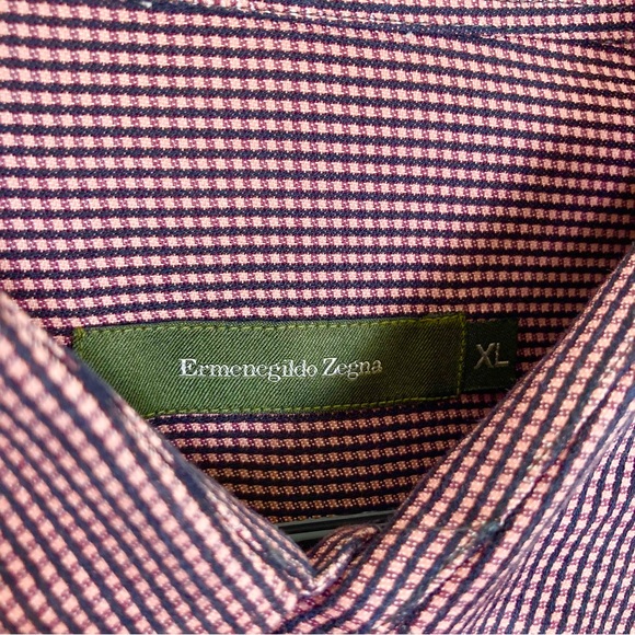 Ermenegildo Zegna Italy Long Sleeve Button Down Gingham Checkered Shirt XL - Picture 4 of 6